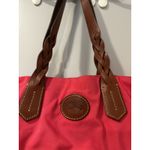 Dooney & Bourke Nylon Tobi Tote Leather Handles DB Pink Brown Photo 6