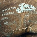 Justin Women’s Western Cowboy Boots Size 10B Brown Leather Turquoise Stitching Square Toe Photo 7