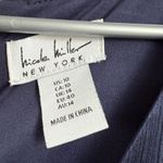 Nicole Miller New York sz 10 Blue Wrap Midi Dress Ruffle Flutter Cocktail Luxury Photo 3