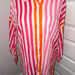 Beach Riot  Alexa Sunset Stripe Print Button Front Long Sleeve Oversize Cover Up Shirt Top Size L/XL Photo 0
