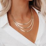 NWT Layered Herringbone Necklace Gold Photo 0