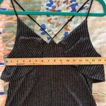 TOI ET MOI M Metallic Silver Black Ribbed Cocktail Dress Size M Photo 6