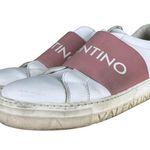 Valentino by Mario Maya Logo Leather Slip On Pink White Women's Size 8.5 Photo 0
