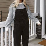 Levi's Black Denim Overalls Bib 29 Medium Boho Grunge Cozy Layers Scandi Preppy Photo 0