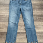 Driftwood  Blue Jeans with Embroidered Hem 27 Mid Rise Light Wash Photo 0