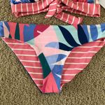 Splendid  BIKINI SET REVERSIBLE THIN STRIPED PALE PINK FLORAL NWT SZ L Photo 2