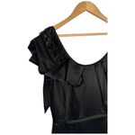 Vera Wang Lavender Label  Beaded Cocktail Ruffle Sleeveless Satin Dress Black 6 Photo 15