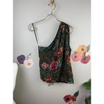 Evereve Azalea Floral Jungle Teal Blue One Shoulder Top - Size - Small Photo 1