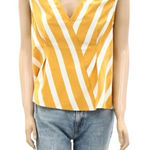 Maeve  Anthropologie Small Mustard and White Striped Tank Top $45 Photo 0