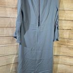 Topshop midi asymmetric hem ruched sleeves slit side open back women Size 6 blue Photo 3