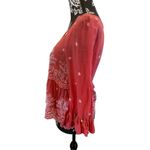 American Eagle Floral Blouse Embroidered Tassle Bell Sleeve  Photo 3