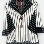 IC by Connie K Jacket Womens Medium Artsy Striped White Black Big Button USA Photo 0