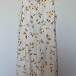 Vintage 90s Linen Cream White Floral Mini Dress Photo 0