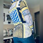 Vintage Elliott Lauren Funky Retro Mixed Print Button Up Top Yellow Size 12 Photo 3