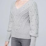 White House | Black Market  size small embroidered v-neck sweater with puff sleeves Photo 1