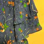 Gap  Blue Floral Print Ruffle‎ 3/4 Sleeve Top Blouse 100% Polyester Size Large Photo 2