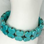 Faux Turquoise Hourglass Bone Shape Beaded Stretch Bracelet Photo 3