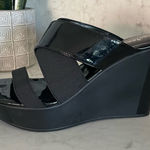 Charles David New! Charles by  Black Fefe‎ Platform Wedge Sandals Sz 10 Photo 0