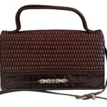Brighton VTG Y2K Brown Woven Leather Crossbody Wallet Organizer w Phone Pocket Photo 4
