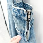 Signatures Womens Work Distressed Denim Jean Straight Leg Overalls Size L Blue Blue Photo 6
