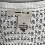 DKNY Women M Open Knit Cardigan Crochet Buttoned Sweater V-Neck 3/4 Sleeve Cream Photo 1