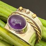Vintage Handcrafted 925 Sterling Silver Amethyst Spinner Ring Size 8 7g. Photo 0