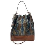 Brahmin  Marlowe Embossed Leather Bucket Bag Bottle Blue Fletcher Photo 4