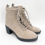 DOLCE VITA Nigel Boots Size 8 Lace Up Heels NEW Suede Leather Bootie Taupe NWOT Tan Photo 0