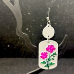 Floral Drop Earrings with Pink and Green Photo 1