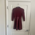 Shoshanna  Alexa Three Quarter Sleeve Faux Leather And Knit Combo Dress Photo 15