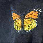 Brandy Melville  Black Stretch Embroidered Monarch Butterfly Long Sleeve OS Photo 2