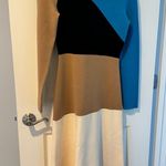 Diane Von Furstenberg  Colorblock Blue, Tan, White, Black Midi Sweater Dress | S Photo 0