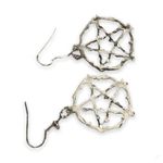 BRAND NEW Pentagram Star Witch Wicca Pagan Wiccan Branch Hook Earrings Dark Pewter Silver Tone Aged Halloween Goth Gothic Punk Cyberpunk Metalcore Photo 4