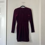Black Halo  l Maroon Velvet Long Sleeve V Neck Mini Cocktail Bodycon Dress Size 0 Photo 6