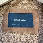 Stradivarius  Women’s Faux Suede Teddy Shearling Long Coat Jacket in Brown L Photo 8