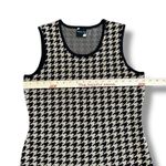 Maison Tara Knit Houndstooth Bodycon Sheath Dress Black Tan Sleeveless Stretch L Brown Size L Photo 2