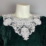Vintage Crushed Velvet Dress Green Lace Collar Lanz Long Sleeve Christmas Party Size XS Photo 9