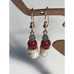 New 14k GF Carnelian Jade Dangle Drop Earrings Gold Photo 1