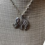 Silver Tone Rhinestone Elephant Pendant Necklace Photo 4