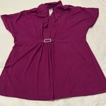Avon sz L raspberry drapy flowy rhinestone embellished front knit top EUC Purple Size L Photo 1