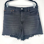 American Eagle  Black 90s Boyfriend Distressed CutOff Hi Rise Denim‎ Shorts Sz 12 Photo 0