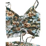 Mustard Seed SET Green Floral Ruched Midi Skirt & Crop Top M Cottagecore Fairy Photo 3