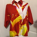 COS  x LEA COLOMBO Abstract Button Down Short Sleeve Shirt Top Tropical Hawaiian Photo 0