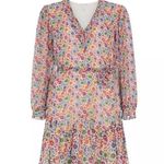 Saloni Franca Silk Floral Print Mini Wrap Dress Red Cream Womens Size 6 Photo 12