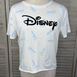  "Disney" White Cropped Logo T-Shirt with Unfinished/Rolled Hem-Large Photo 1