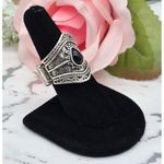 None Cute Silver Tone & Black Statement Stretch Ring One Size Western Bojo Casual Photo 3