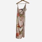Lulus  Dress Womens Large Pink Floral Satin Cowl Neck Slip Maxi Formal Gown Photo 2