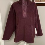 Athleta  Womens Maroon Cozy Sherpa Snap Sweatshirt NWT 2X Photo 0