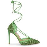 Steve Madden Green Silver Rhinestone Vanity Ankle Strap Heels Photo 1