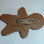 2 Vintage Xmas Christmas Holiday Brooches Pins, Gingerbread Man, Silver Bell EUC Photo 4